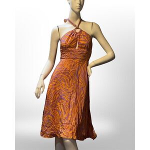 VTG MILLY pink, and orange animal, print halter top dress